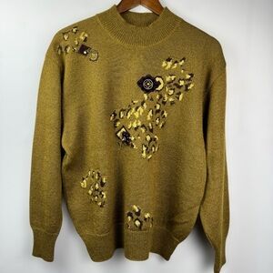 Vintage Basler Womens Mohair/Wool blend Golden Knit, Purple Embroidery Sweater M